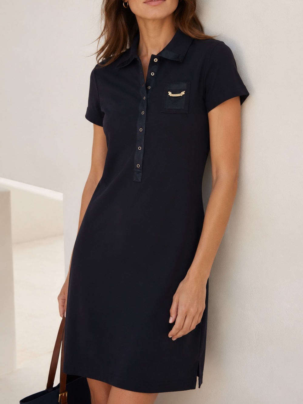 Saint James | 6 | Navy Blue Polo Shirt Dress Short Sleeved Collared